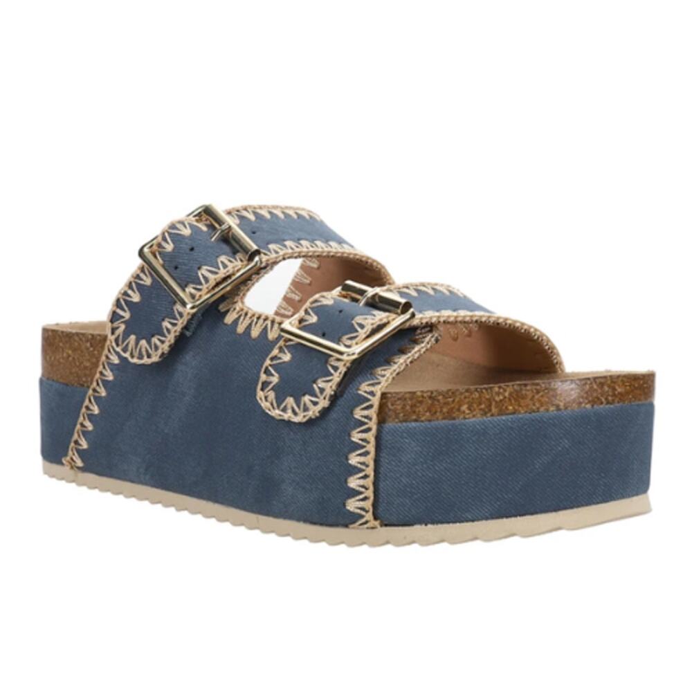 MIA Bowie Platform Slide Sandals Chambray New in Box 7.5